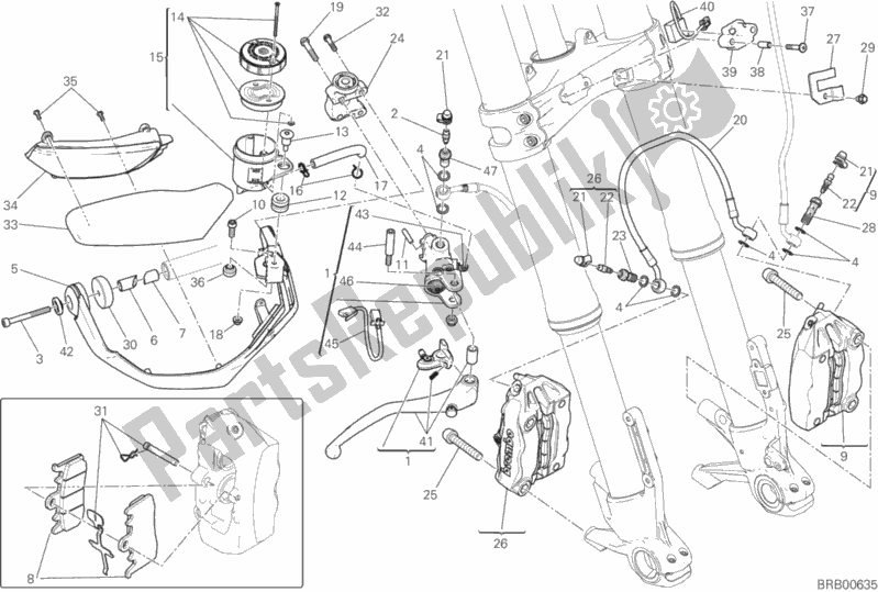 All parts for the Front Brake System of the Ducati Multistrada 1200 Enduro Touring Brasil 2018